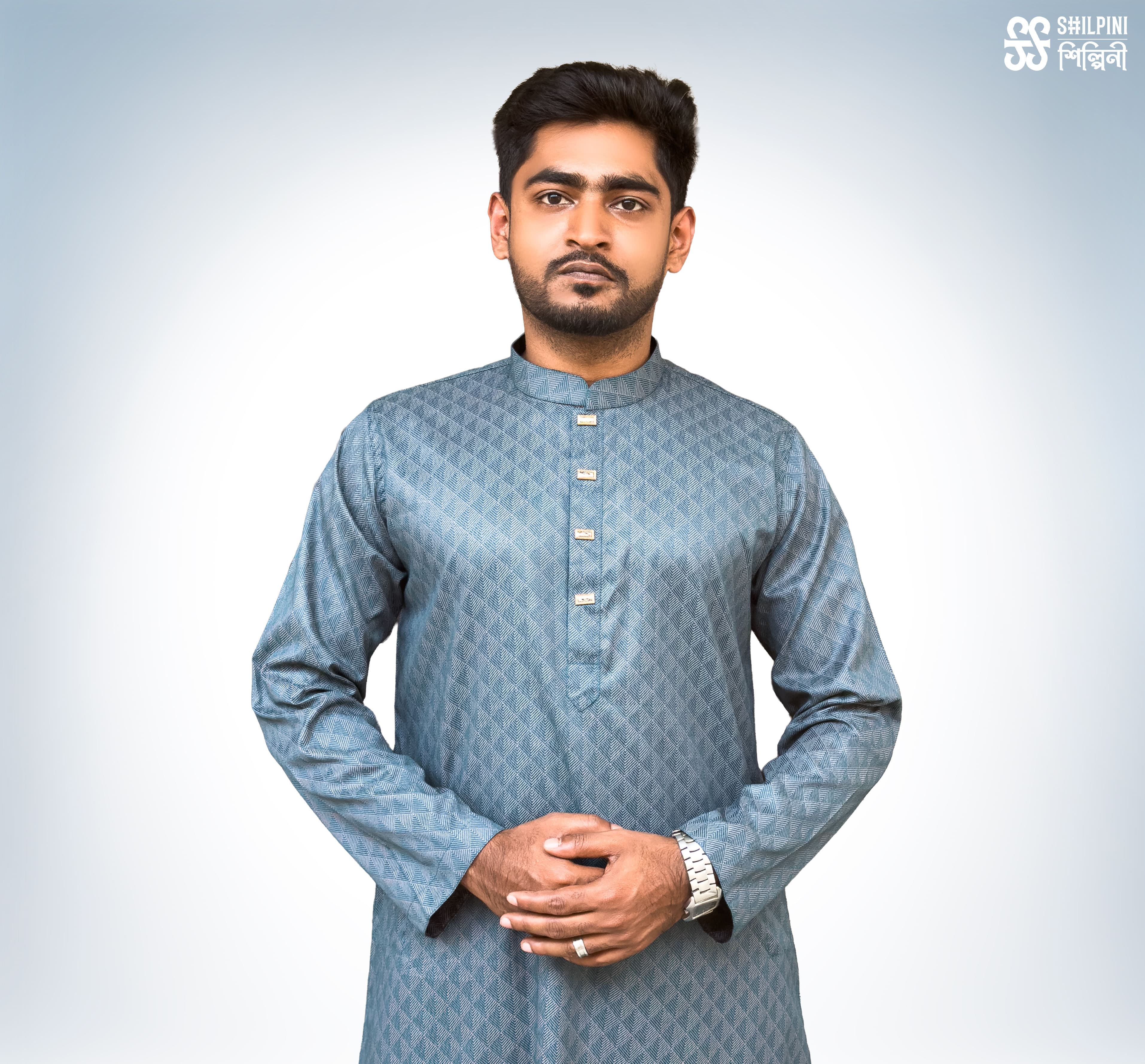 Shilpini Premium Indian Cotton Teal Blue Panjabi